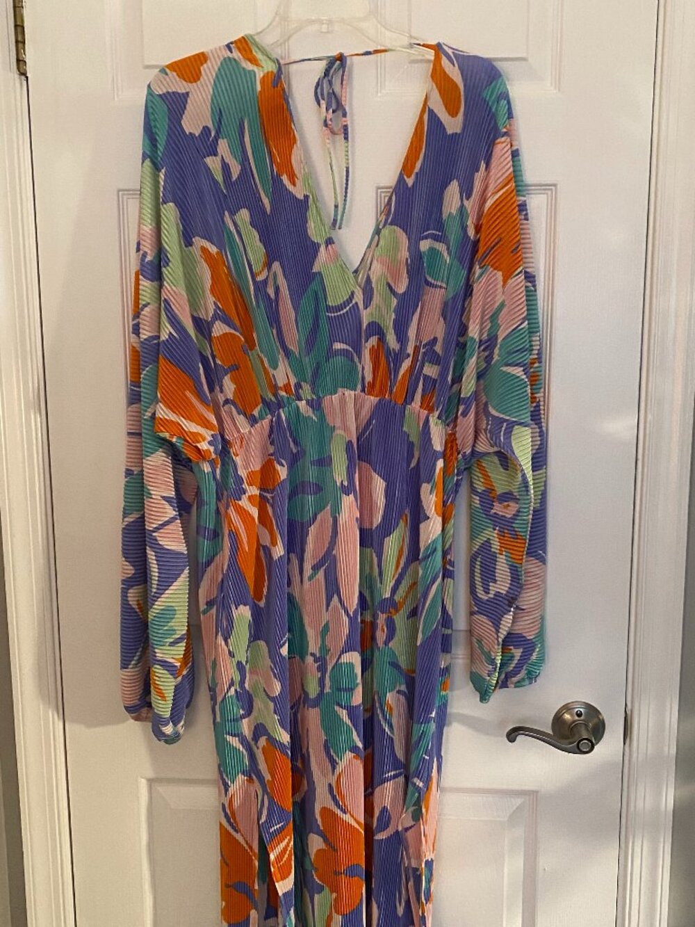 ASOS Design Tropical Design Pleated Maxi Dress - Size 12 - Picture 5 of 8